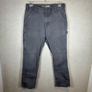 Carhartt Work Pants Mens 34x32 Gray Dark Wash Relaxed Fit Rugged Flex Utility